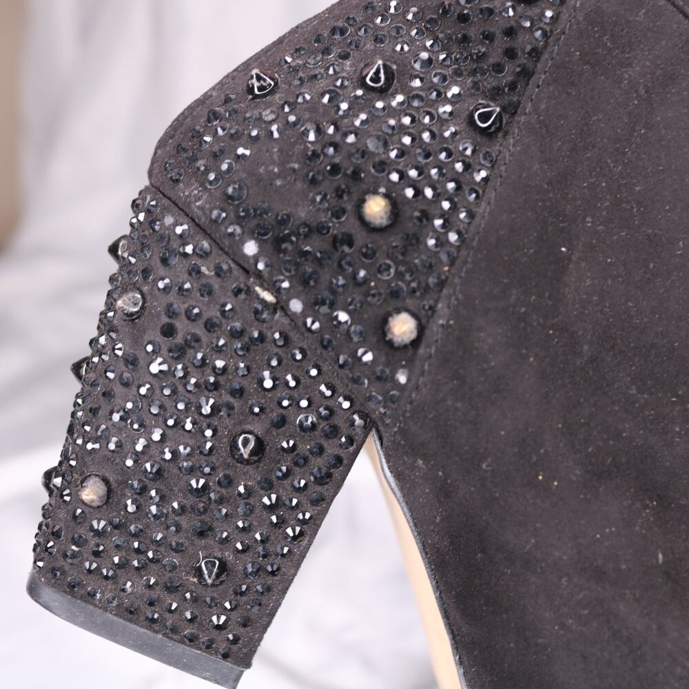 Zara Black Studded Embellished Block Heel Ankle Boots Booties Size 38 - Picture 8 of 14